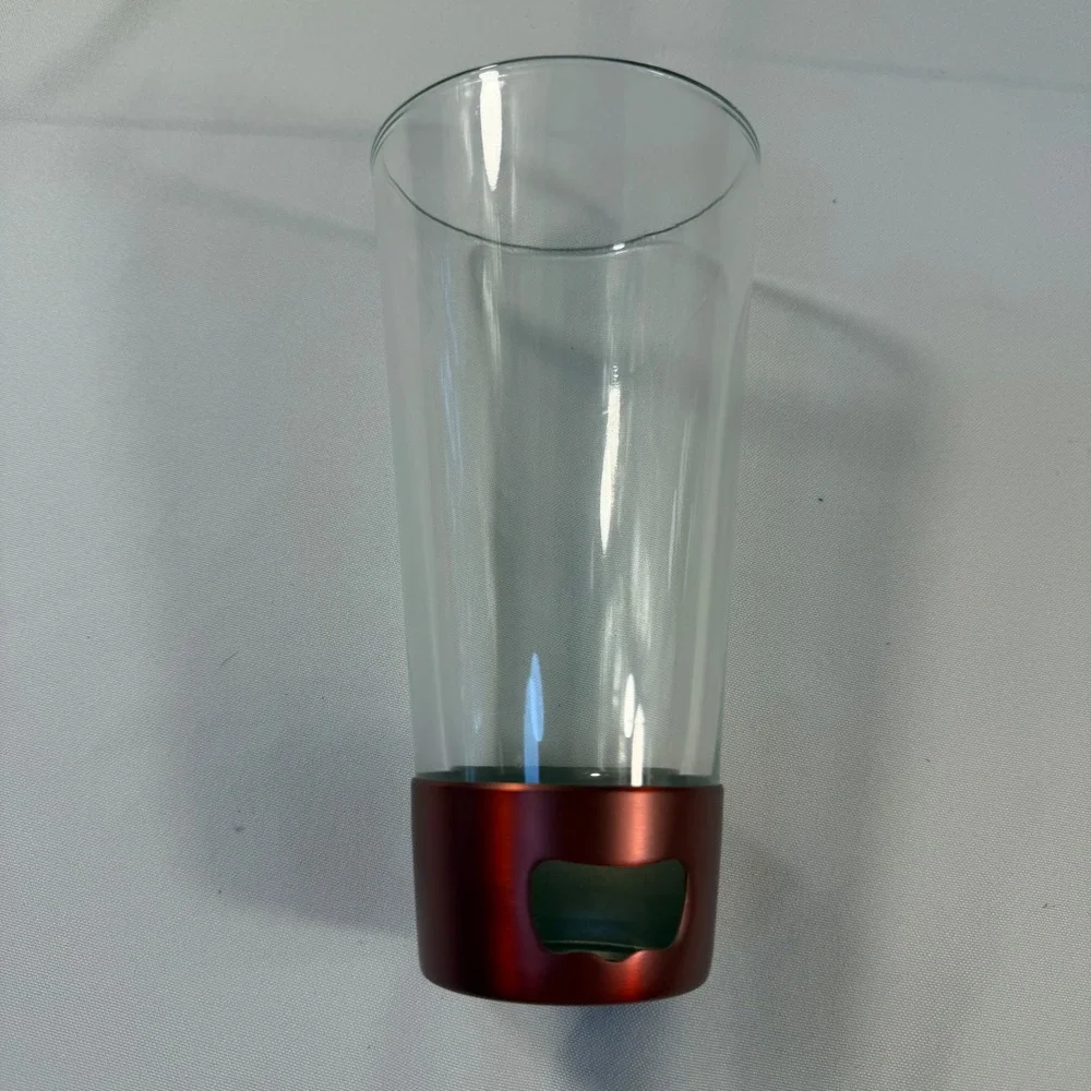 Asobu Adnart Pint Glass Opener 16oz Red Base Beer‎ Glass with Bottle Opener 2